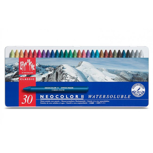 An image of a Caran d'Ache Neocolor II Aquarelle Pastel Set, 30 Assorted Colors.