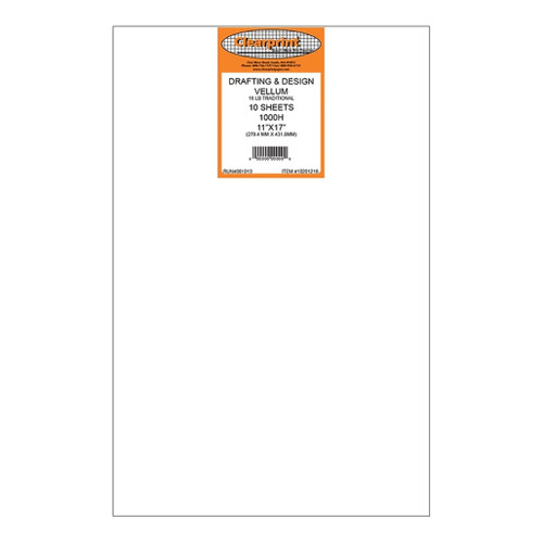 An image of a Clearprint 1000H Design Vellum Unprinted Sheet Pack, 11" X 17".