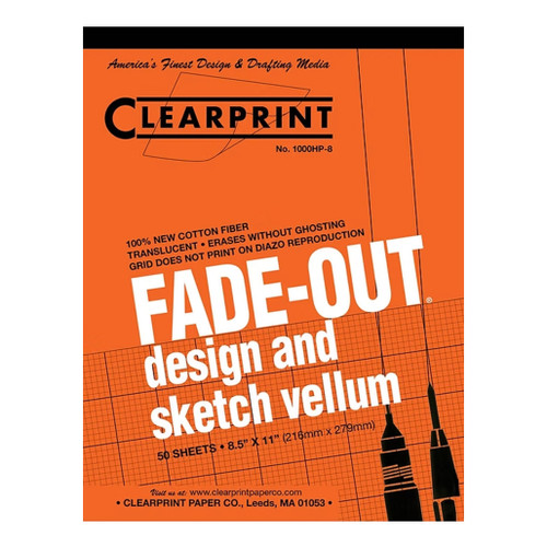 An image of a Clearprint 1000H Fade-Out Design Vellum Pad, 8.5" X 11".
