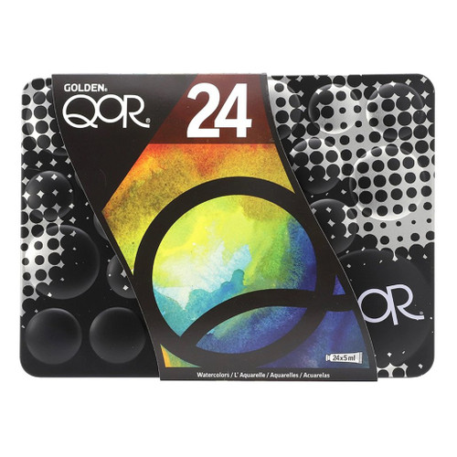 An image of a Golden QoR Watercolor 24-Color Intro Tube Set.