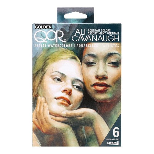 An image of a Golden QoR Watercolor 6-Color Ali Cavanaugh Portrait Colors Tube Set.