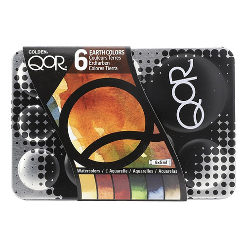 An image of a Golden QoR Watercolor 6-Color Earth Colors Tube Set.