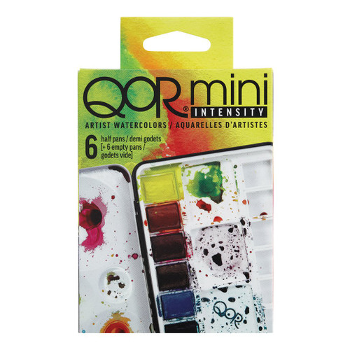An image of a Golden QoR Watercolor 6-Color Intensity Half Pan Set.