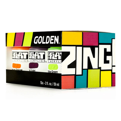 An image of a Golden SoFlat Matte Acrylic 6-Color Zing Set.