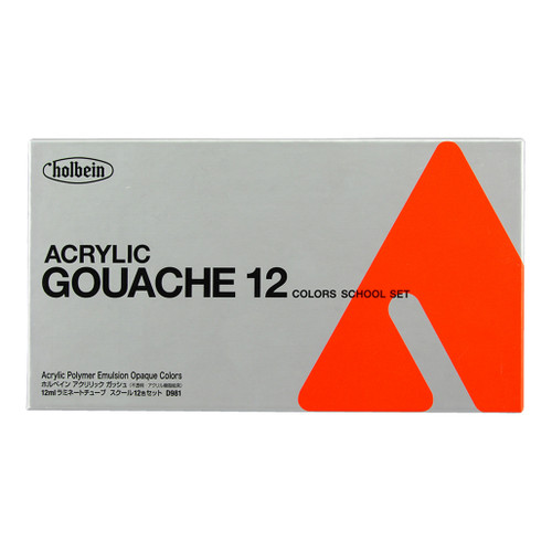 An image of a Holbein Acrylic Gouache 12-Color School Set.