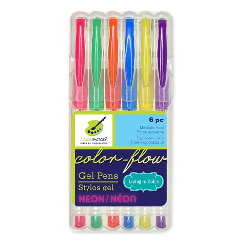 An image of a Multicraft Living In Color Color-Flow 6-Color Neon Gel Pen Set.