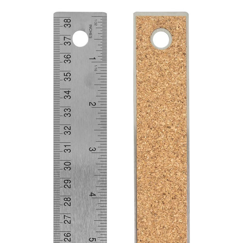 An image of a Pacific Arc Stainless Steel Ruler, front and back.