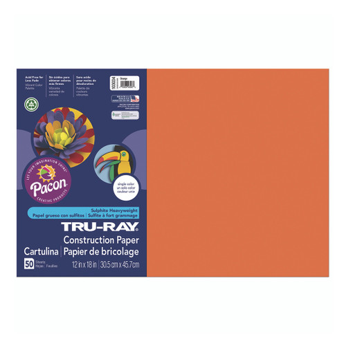 An image of Pacon Tru-Ray Construction Paper, 12" X 18", Orange.