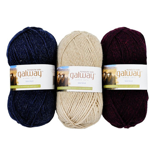 An image of Plymouth Galway Worsted Wool Yarn skeins.
