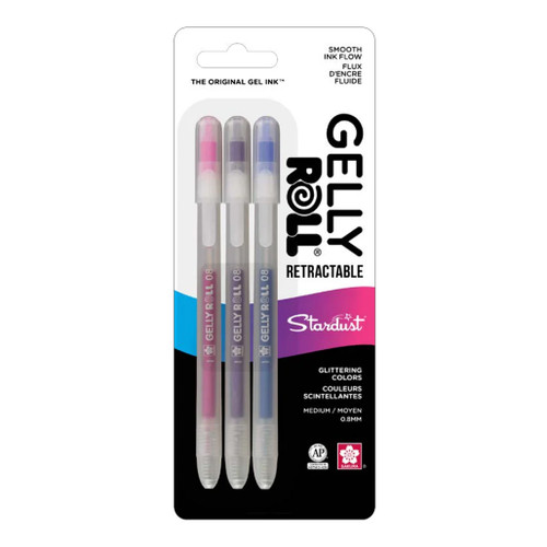 An image of a Sakura Gelly Roll Retractable 3-Color Stardust Gel Pen Set.