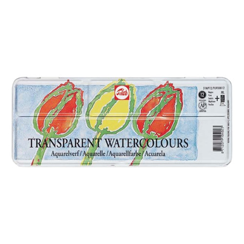 An image of a Talens 12-Color Transparent Watercolor Set.
