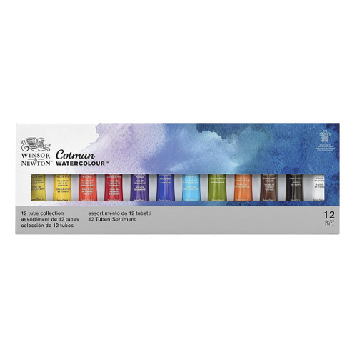 An image of a Winsor & Newton Cotman Watercolor 12-Color Tube Set.